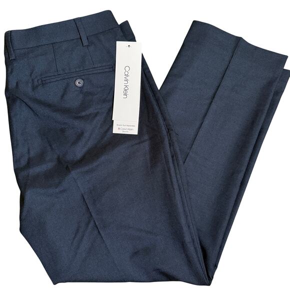 Calvin Klein Mens Slim-Fit Stretch Suit Separates Pants Slacks Blue Size 40 x 29 - Picture 1 of 9